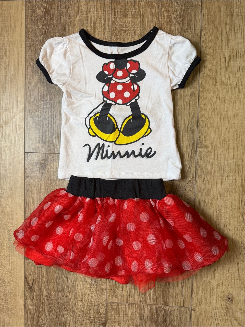 Disney Minnie Mouse Red Black White Polka Dot Matching Set